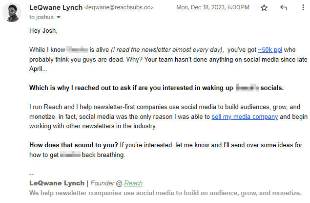 Cold email that landed me a meeting with the founder of The Verge/ Vox Media Josh Topolsky